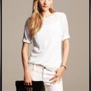 Michael Kors Women's Gray/White shimmering Short Sleeve Crew Neck Knit Sweater